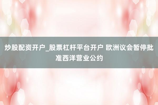 炒股配资开户_股票杠杆平台开户 欧洲议会暂停批准西洋营业公约